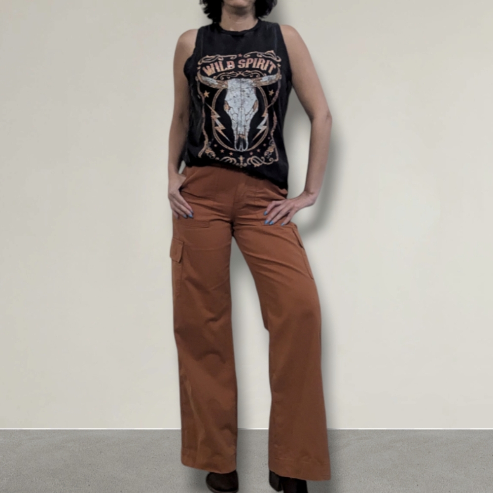 INDIGO RISING High Waisted Wide Leg Cargo Pants ~ NWT
